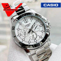CASIO STANDART MTP-VD300D รับประกัน cmg ศูนย์เซ็ลทรัล 1 ปี สายแสตนเลส หน้าปัดขาว รุ่น MTP-VD300D-7E