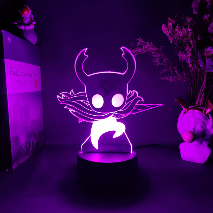 hollow-knight-figurine-player-hornet-diy-drawing-art-laser-engraved-acrylic-upward-lighting-led-sensor-lights-computer-desk-lamp