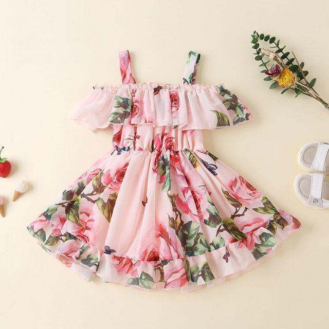 focusnorm-8-colors-summer-princess-kids-girls-dress-1-6y-flowers-printed-short-sleeve-off-shoulder-ruffles-a-line-chiffon-dress