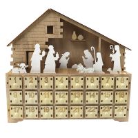 ของตกแต่งรูปพระเยซูทำจากไม้แบบปฏิทินคริสต์มาสใช้แบตเตอรี่ LED ใช้สำหรับบ้านสำนักงานห้องนอนวันหยุดของประดับโต๊ะทำงาน