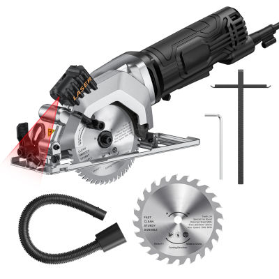 Mini Circular Saw 4.8 Amp 4-1/2 I-nch Compact Circular Saw 3500RPM Electric Circular Saws with L-aser Cutting Guide for Wood Tile and Plastic Cuts