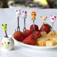 6Pcs Vegetable Crockery Cute Toddler Children Fruit Forks With Bottle Toothpicks Kids Food Picks Cartoon Animal Fruit Forks Kit