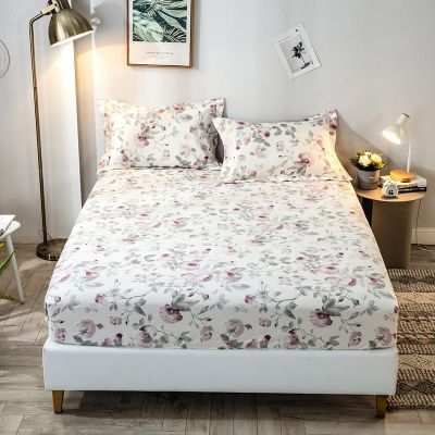 100 cotton【Pure Cotton】Colorful Flower Pattern Fitted Bedsheet Set And Flat Bedsheet fitted sheet The suite suits