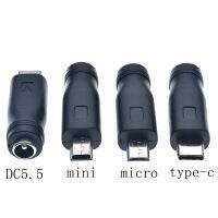 5V DC 5.5x2.1 Mm Jack untuk USB 3.1 Tipe C USB-C Tipe-C Perempuan 5.5 MM x 2.1 Mm Micro USB Perempuan DC Power Konektor Adaptor