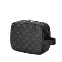 Fashion Printed Leather WomenMen Cosmetic Bags BrownBlack Travel Wash Storage Clutch Bag Portable Hand Makeup Bags Female