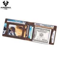 Slim Travel Mens Money Clip Genuine Leather Credit Card Holder Short Luxury Wallets Solid Minimalist Credential Male Wallet