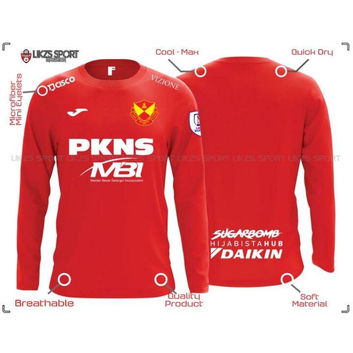 hot-zhengcai-selangor-fc-2023-long-sleeve-jersey-dxp-9-football-futsall-training-player-warm-up-jersi-bola-sepak-the-red-giant