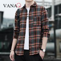 VANAQเสื้อเชิ้ตลายสก๊อตผู้ชายฉบับภาษาเกาหลีแนวโน้มฤดูใบไม้ผลิและฤดูใบไม้ร่วงCasualเสื้อเชิ๊ตลายดอกไม้2019ใหม่เสื้อเชิ้ตผู้ชาย