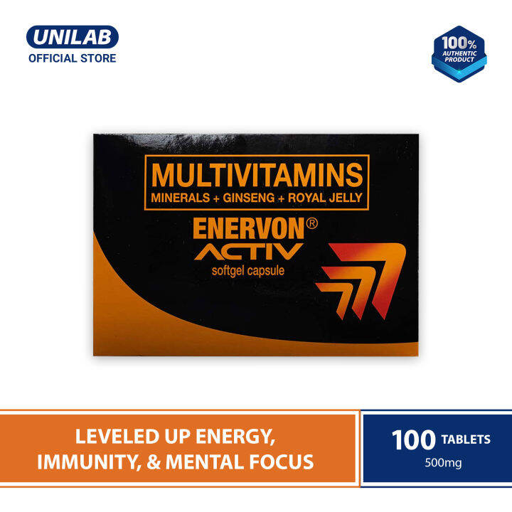 Unilab Enervon Activ Multivitamins 100 Capsules With Ginseng and