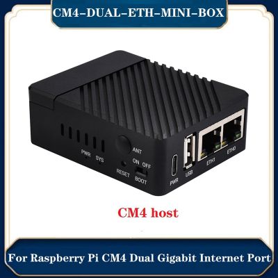 Waveshare CM4-DUAL-ETH-MINI-BOX for Raspberry Pi CM4 Dual Gigabit Internet Port Small Expansion Board CM4 Host + Metal Case EU Plug