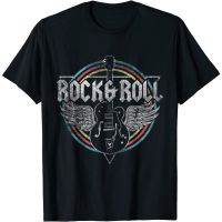 Adult Rock &amp; Roll Guitar Wings Music T-Shirt  J5FQ