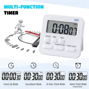 KTKUDY Digital Kitchen Timer with Mute/Loud Alarm Switch ON/Off Switch, 24  Hour Clock & Alarm, Memory Function Count Up & Count Down for Kids Teachers