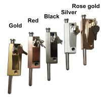 1set Door Bolts Stainless Steel Revolving Glass Door Spring Security Latch with Lock Keys Hotel Office Furniture Hardware LI Door Hardware Locks Metal