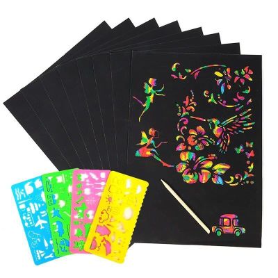 Scratch Painting Children Graffiti Book Scratchprint Colors DIY Handmade Creative Painting Toys Manual Multifunctional Ruler TMZ