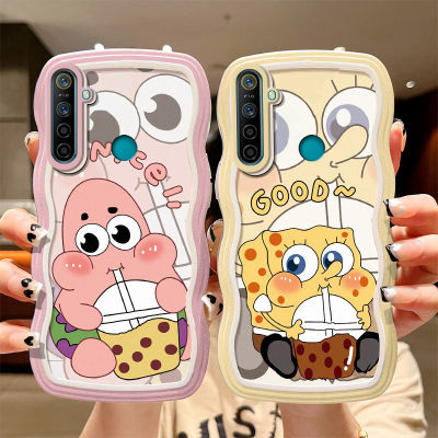 ขอบคลื่นเคสโทรศัพท์น่ารักสำหรับ Realme 5i / 6i / 7i / 8i / 5 / 5S / 8 / 8 Pro/9ซองนุ่มกันกระแทก SpongeBob