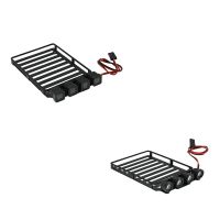 〖Margot decoration〗 Metal Roof Rack Luggage Carrier Tray With LED Light Spotlight For Axial SCX24 1/24 RC Crawler Car Upgrade Parts