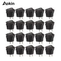 20Pcs Round Rocker Switch On Off AC 3A/250V 6A/125V 2 Lug SPST On/Off 2 Pin Mini Boat Switch