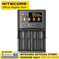 NITECORE ที่ชาร์จแบตเตอรี่อัจฉริยะ SC4ยอดเยี่ยมสี่ช่องชาร์จเร็วสำหรับแบตเตอรี่18650 14450 16340 AA พร้อมที่ชาร์จแบตในรถกลางแจ้งโดยเฉพาะ