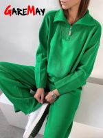 【DT】hot！ Piece Set Womens Knitted Trouser Oversize Loose Sweaters Jogging Warm Tracksuit Pants Knitwear