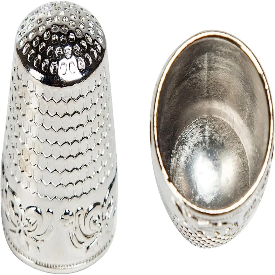 NORORTHY Metal Sewing Thimble Coin Leather Thimbles for Hand Sewing 6Pcs  Silver Metal Thimble Finger