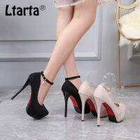 LTARTA 2021 Sexy Nightclub Waterproof Platform High Heel Womens Shoes Shallow Mouth Suede Round Toe Strap Single Shoes ZSH