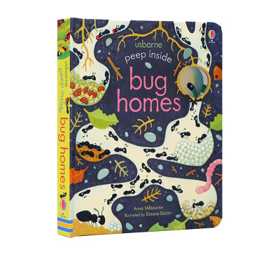 Usborne peep inside bug homes secretly read the original English picture book of a series of insects inside. Childrens insect popular science natural world hole Book Popular Science cardboard flip through the book