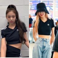 เสื้อครอปแขนสั้น พิมพ์ลายตัวอักษร Blackpink Jennie Rose สไตล์เกาหลี