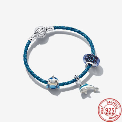 Summer Blue Ocean Series Shell Chain Braided Leather Bracelet Beads 100 925 Silver Charms Bracelets For Women Girls DIY Jewelry