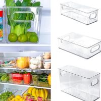 Fridge Storage Bins Clear Plastic Stackable Organizer Containers with Handles for Refrigerator Freezer Pantry Kitchen Cabinets