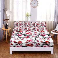 Floral Digital Printed 3pc Polyester Fitted Sheet Mattress Cover Four Corners with Elastic Band Bed Sheet Pillowcases