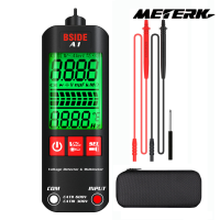 Meterk เครื่องตรวจจับตัวทดสอบแรงดันดิจิตอล LCD มิเตอร์มัลติมิเตอร์แบบ Mini A1จำนวน2000แรงดันไฟฟ้า DC/AC ความต้านทานความถี่ความต่อเนื่องของคลื่นวิทยุลวดไฟฟ้าการตรวจสอบสายที่เป็นกลางมิเตอร์ที่วัดrms จริงกับกล่องซิปจัดเก็บ