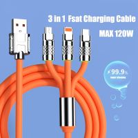 3in ซิลิโคนเหลว8Pin ซิงค์ข้อมูล Samsung 1 USB A ถึง C 120W แบบเร็ว,สำหรับ iPhone Pro Max OPPO Xiaomi