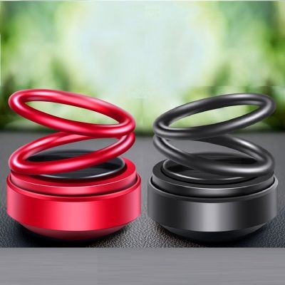 Car Aromatherapy Air Freshener Solar Double Rings Rotary Suspension Rotating Dashboard Interior Ornament Auto Diffuser Perfume