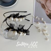 [COD] Korean version of trendy lace bow pearl tassel pendant headband retro simple thin edge Mori girl hair bundle