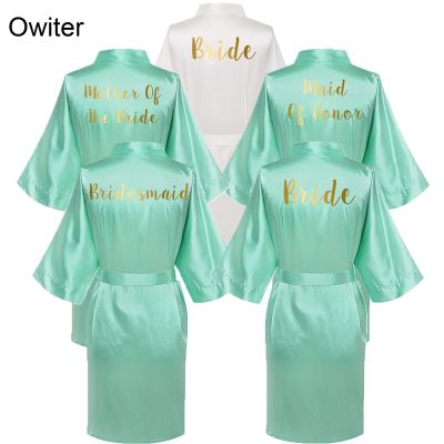 {Xiaoli clothing} Owiter ซาตินเสื้อคลุมผ้าไหมขนาดบวกแต่งงานเสื้อคลุมอาบน้ำเจ้าสาวเพื่อนเจ้าสาวแม่แม่บ้านของเกียรติชุดผู้หญิงเสื้อผ้าชุดนอนมิ้นท์