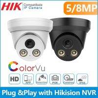 Hikvision กล้องวิดีโอตรวจตรารองรับกล้อง IP 5MP HD 8MP 4K ColorVu โดม POE การป้องกันความปลอดภัยภายในบ้านไมโครโฟนในตัวกล้องวงจรปิด IPC