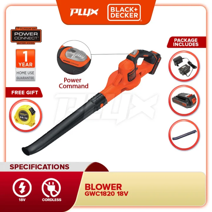 Black & Decker GWC1820PCF-B1 18V Power Boost Blower With 1pc Battery & 1pc  Charger ( GWC1820PCF / GWC1820 )