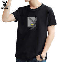 KFFW Playboy แฟชั่นผู้ชายพิมพ์ฤดูร้อนแบรนด์แขนสั้นออกแบบโลโก้ (s-3XL) เสื้อยืดสีดำ SALE โล๊ะสต๊อก