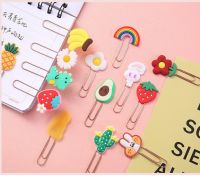 1 Pcs Cute Flower Rainbow Paper Clip Office School Supply Photo Decorative Stationery Bookmark Gift Funny Avocado Cactus Daisy