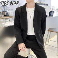 TIDE BEAR ชุดสูทผู้ชายขาสั้นหล่อเทรนด์สำหรับผู้ชายโค้ทมีสไตล์ผู้ใหญ่น้ำหนักเบาชุดแขนยาวลำลองแนวธุรกิจ