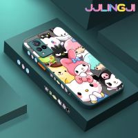 Jlingji เคสสำหรับ VIVO V21 4G V21 V21s 5G ลายการ์ตูนสัตว์รวมตัวบางขอบสี่เหลี่ยมด้านข้างดีไซน์ใหม่มีน้ำค้างแข็งโปร่งใสกันกระแทกเคสมือถือแข็งปลอกซิลิโคนคลุมทั้งหมดเคสป้องกันกล้องนุ่ม