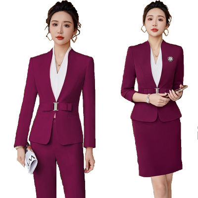 Womens Blazers Pant Set 2023 New In Long Sleeve Jacket Pants And Skirt Suit Elegant Formal Office Ladies Work Business Suits...
