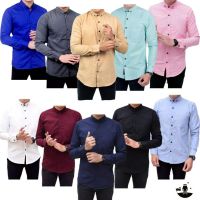 (Can Cod) Plain Cotton Long Sleeve Formal Office Work Shirt Men Shirt Men Shirt