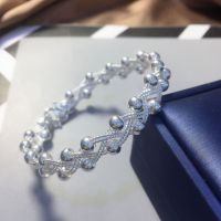 [COD] No. 1066 pure silver 990 braided beaded bracelet ins style