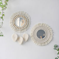 Boho Macrame Wall Hanging Mirror Handmade Woven Tapestry Decoration For Home Living Room Bedroom Espejos Decorativos Зеркало