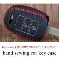 ◑◕ Only Red great quality Hand Sewing Leather Car Key Case car key cover fit for Honda CRV XRV XRV(2015) Fit(2011) Vezel(2015)