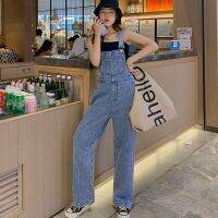 Denim Jumpsuit Overalls สำหรับผู้หญิงหลวมขากว้าง Baggy กางเกงยีนส์ผู้หญิงเกาหลีแฟชั่นจัมเปอร์ Suspender กางเกง Jean Femme Womens