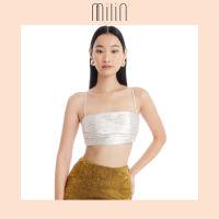 [MILIN] Draped removable spaghetti straps tube Top เสื้อเกาะอกจับจีบสายสปาเก็ตตี้สามารถถอดได้ / Alluring Top 42