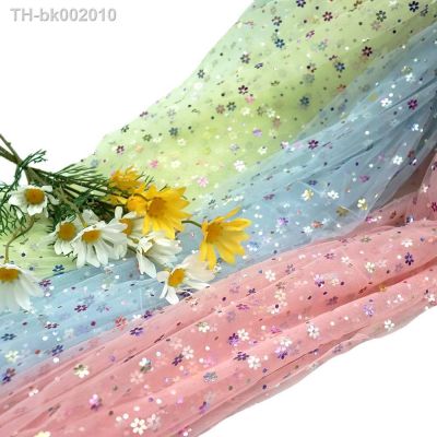 ▼☽ 160cm 100cm Tulle Fabric Daisy Flower Sequin Mesh For DIY Girl Tutu Skirt Dress Bridal Veils Table Lamp Cover Sewing Materials