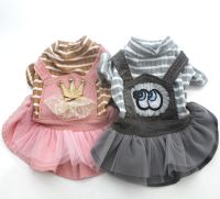 Dog Cat Corduroy Dress Shirt Striped&amp;Lace Cat Puppy Skirt  Sprint/Autumn Apparel Outfit Dresses